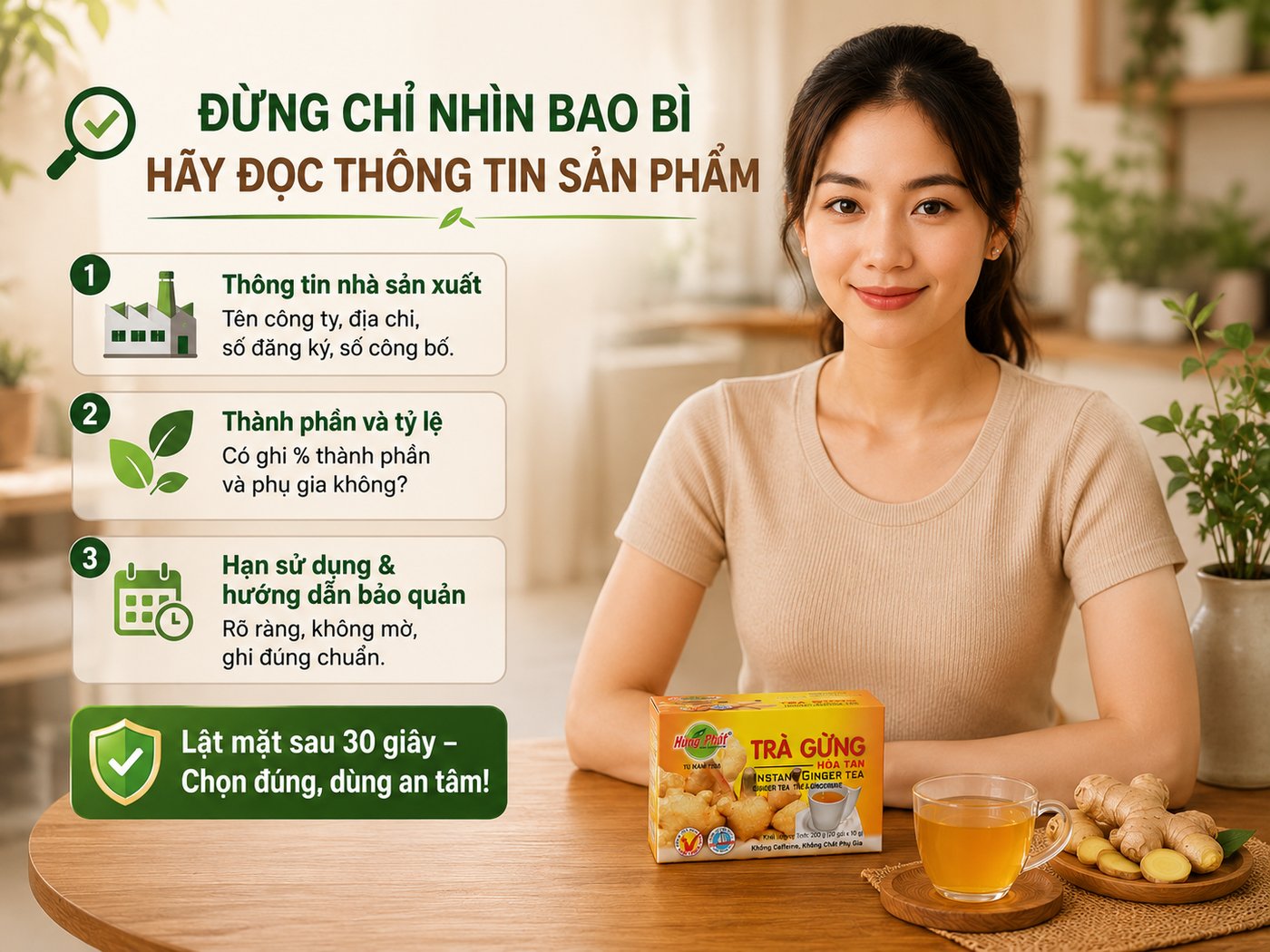 Trà Gừng Hùng Phát - Bị bao bì cuốn hút mà quên nhìn thông tin sản phẩm