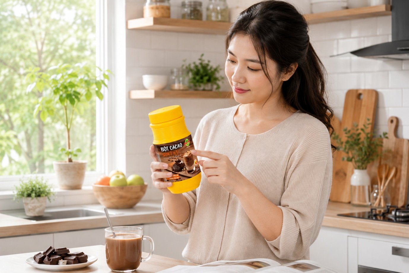 Bột Cacao Sữa 3in1 Hùng Phát - Khi chọn một hũ cacao sữa pha sẵn, câu hỏi thường gặp nhất là: sản phẩm đã có