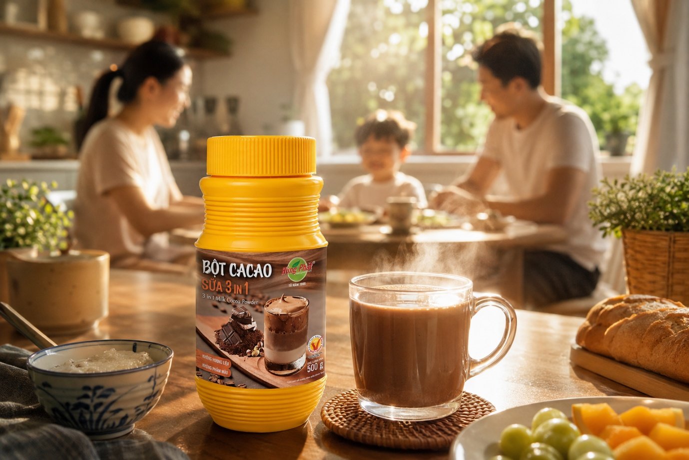 Bột Cacao Sữa 3in1 Hùng Phát - Đường: yếu tố cho biết sản phẩm đã có vị ngọt sẵn