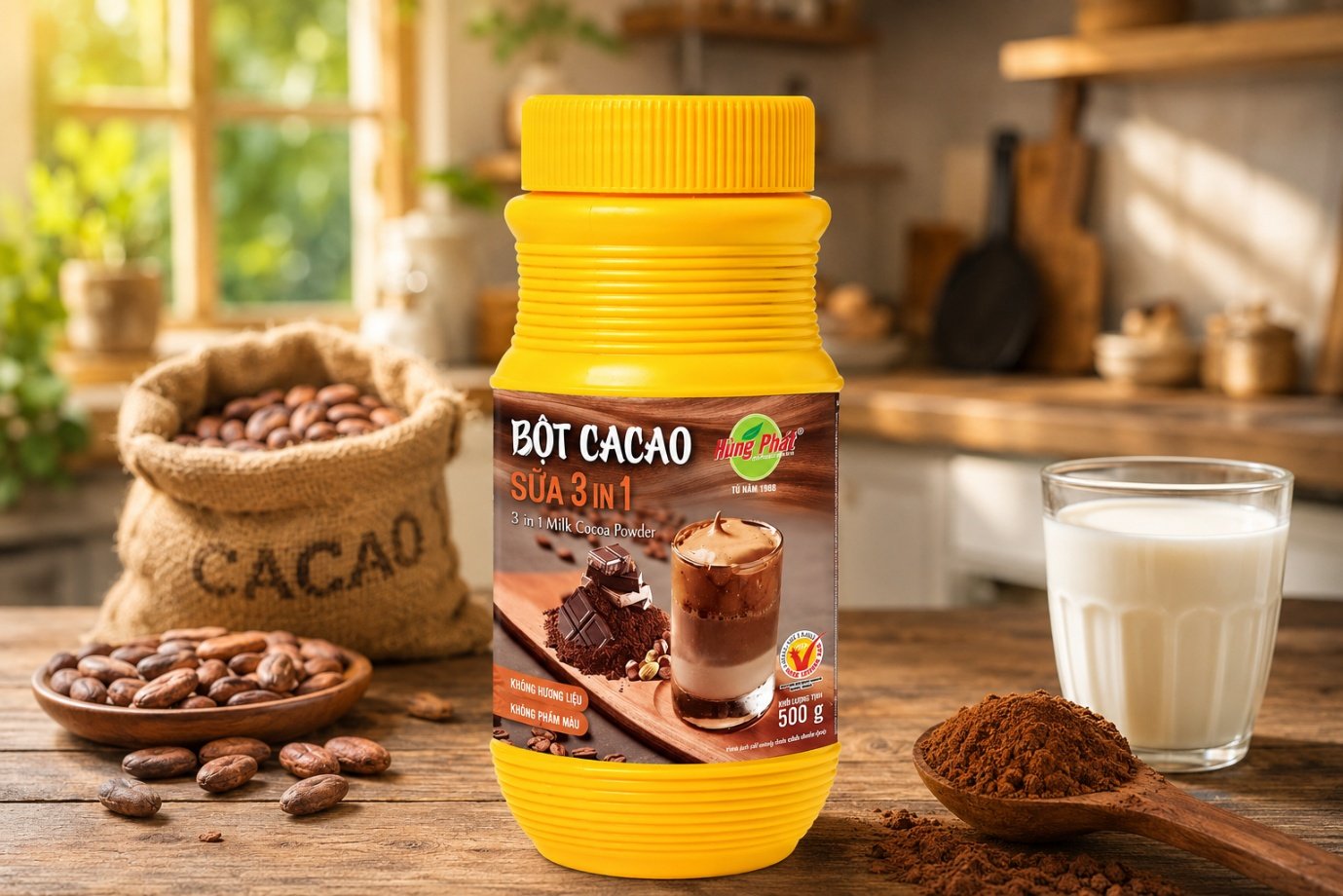 Bột Cacao Sữa 3in1 Hùng Phát - Hướng dẫn sử dụng, cảnh báo và bảo quản