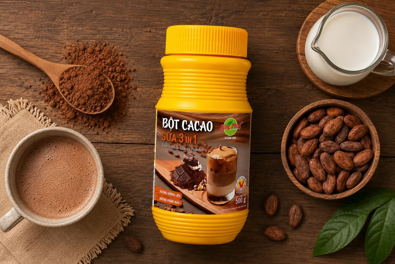 Bột Cacao Sữa 3in1 Hùng Phát - Một buổi sáng ở pantry văn phòng, anh chị có thể bắt gặp hai hũ cacao đặt cạnh