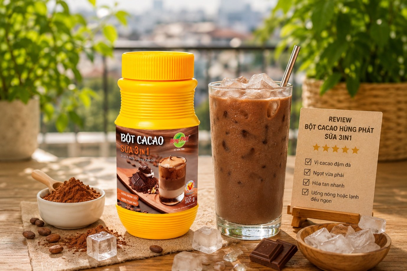 Bột Cacao Sữa 3in1 Hùng Phát - 3. Review Vị Khi Pha Lạnh