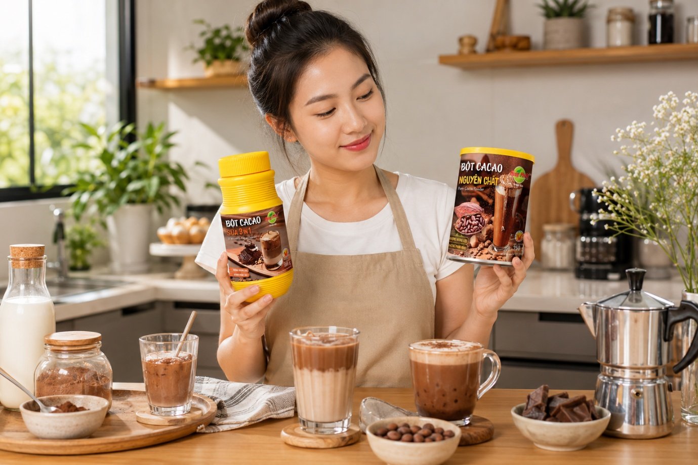 Bột Cacao Sữa 3in1 Hùng Phát - Khi chọn cacao cho gia đình hoặc góc pha chế tại nơi làm việc, nhiều anh chị