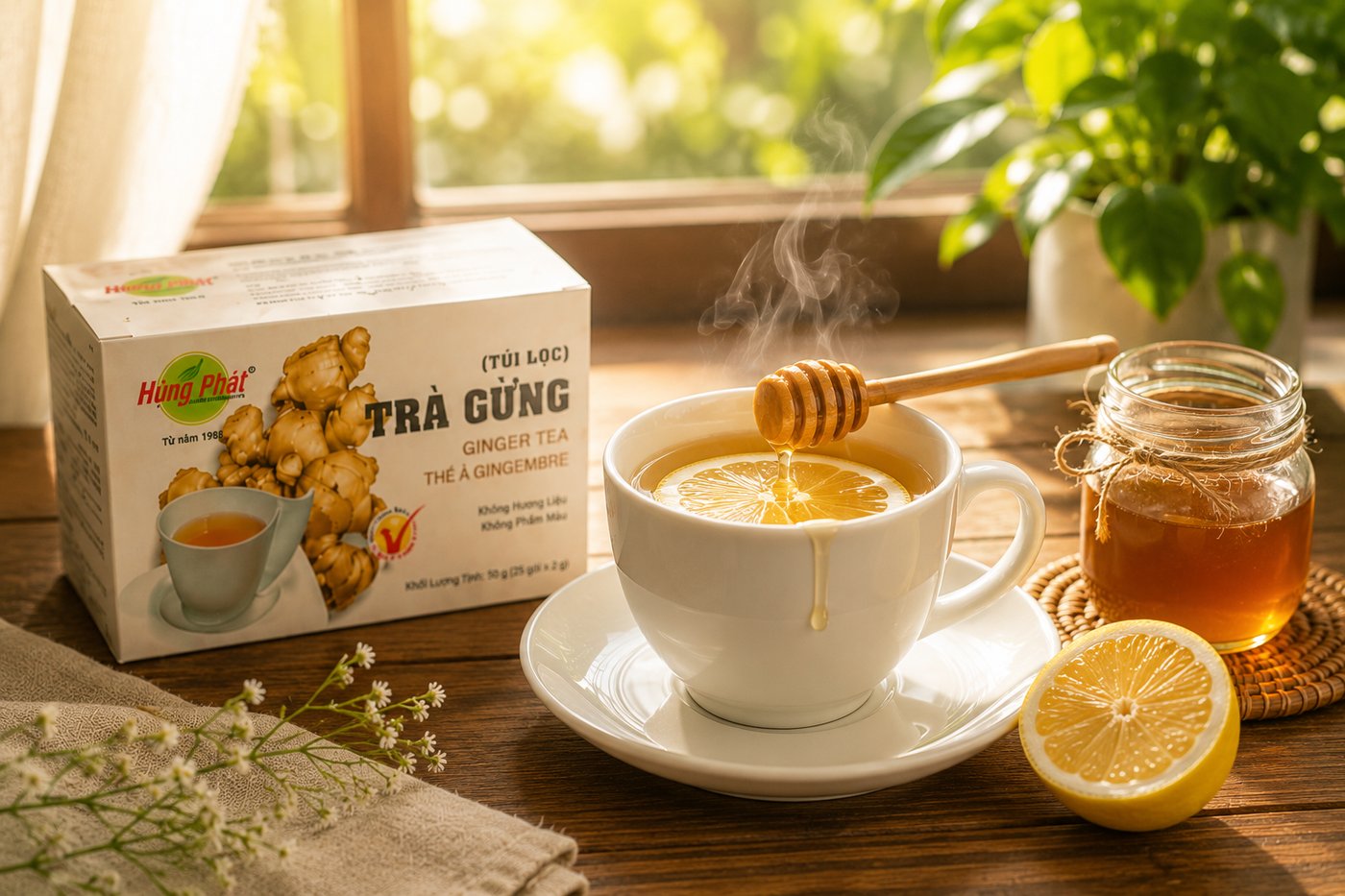 Trà Gừng Hùng Phát - Trà gừng buổi sáng: vị thanh, dễ thưởng thức khi bắt đầu ngày mới