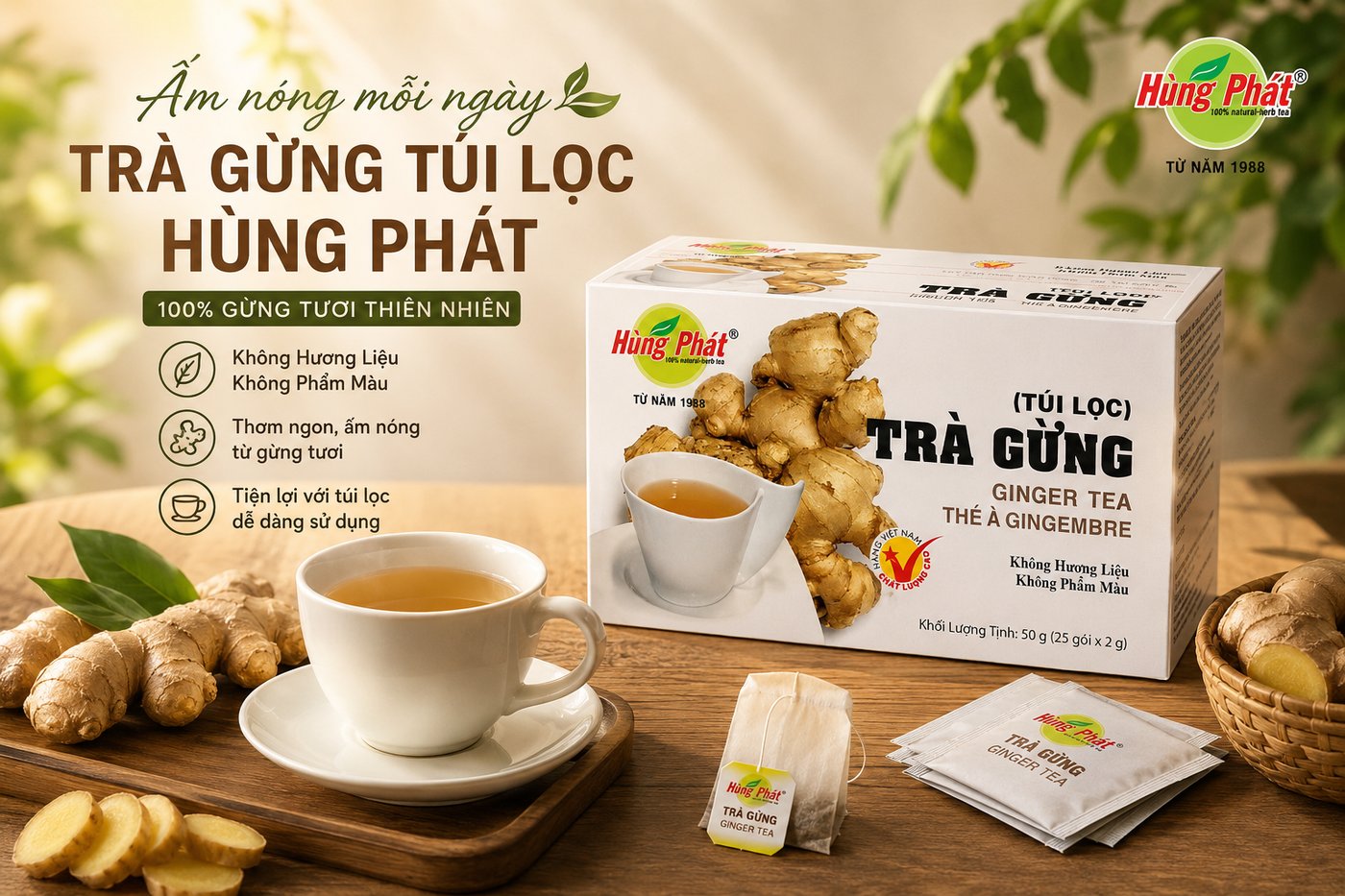 Trà Gừng Hùng Phát - Trà gừng là dòng quà tặng dễ chọn — phù hợp nhiều bối cảnh, không quá cá nhân hóa, có