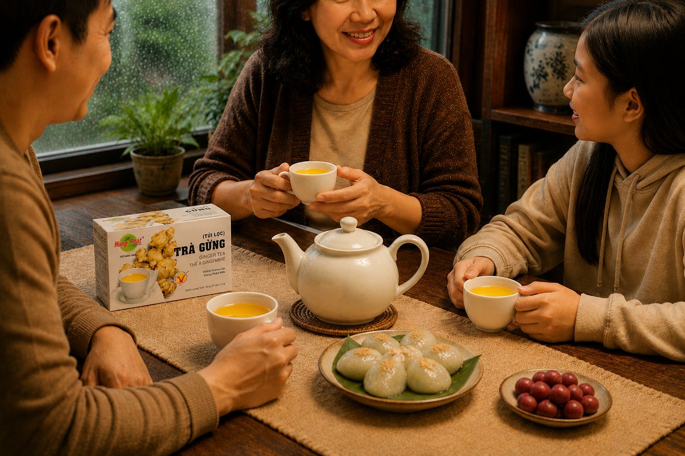 Trà Gừng Hùng Phát - Cách pha trà gừng cho cả nhà ngày trở trời