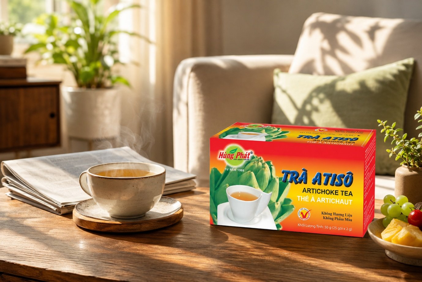 Trà Atisô Hùng Phát - Cách dùng lần lượt 25 gói túi lọc trong hộp