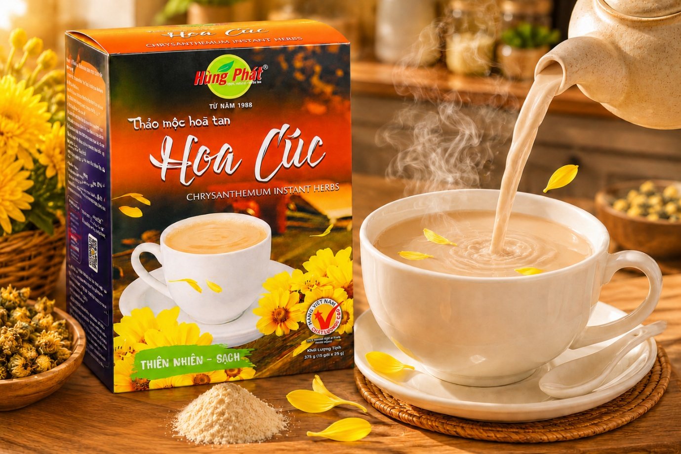 Cách pha thảo mộc hòa tan Hùng Phát gói 25g Chuẩn bị trước khi pha Anh/chị cần chuẩn bị 1 gói thảo mộc hòa