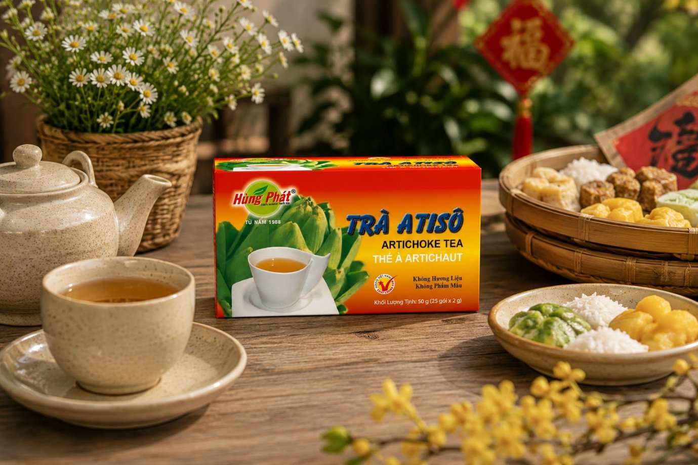 Trà Atisô Hùng Phát - Cách pha Trà Atisô Hùng Phát nóng