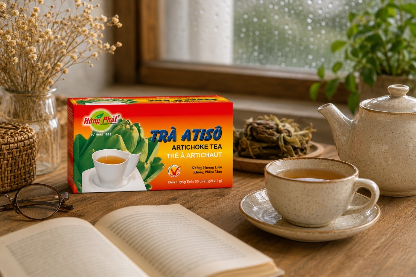 Trà Atisô Hùng Phát - Trước khi pha, người dùng cần chuẩn bị 1 túi Trà Atisô Hùng Phát, 1 ly hoặc tách sạch