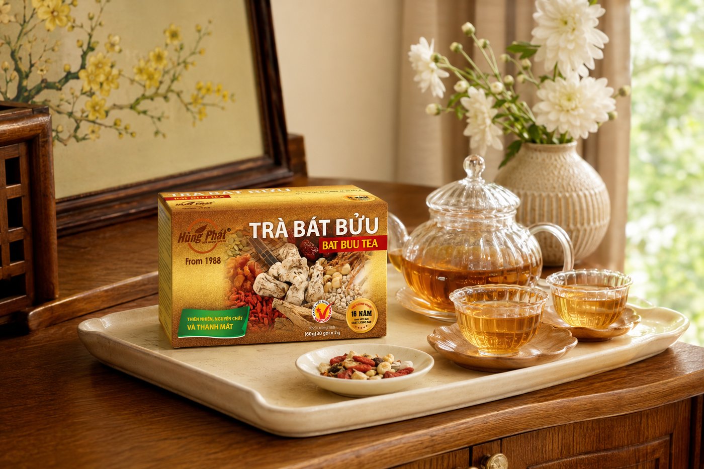 Trà Bát Bửu Hùng Phát - 1. Pha nóng từng tách cho buổi sáng và chiều