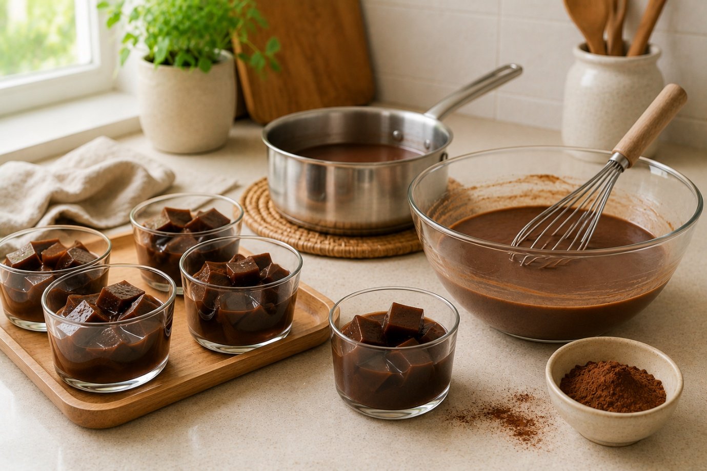 Dùng Bột Cacao Nguyên Chất Làm Bánh, Rau Câu Và Món Tráng Miệng - 3. Hòa Cacao Cho Rau Câu