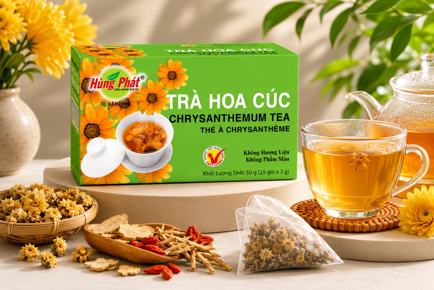 bàn tay đang cầm tách trà hoa cúc nhỏ, khung cảnh góc nhà buổi tối, sách mở cạnh bên