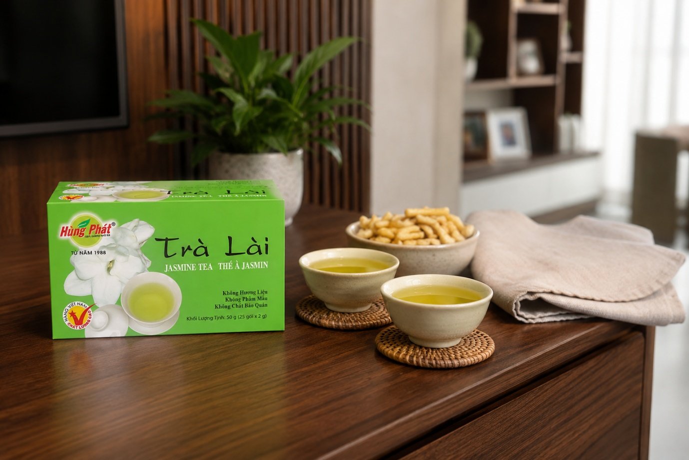 Mua Trà Lài Hùng Phát Chính Hãng: Quy Cách, Giá Và Bao Bì - Quy cách hộp 50g gồm 25 túi x 2g