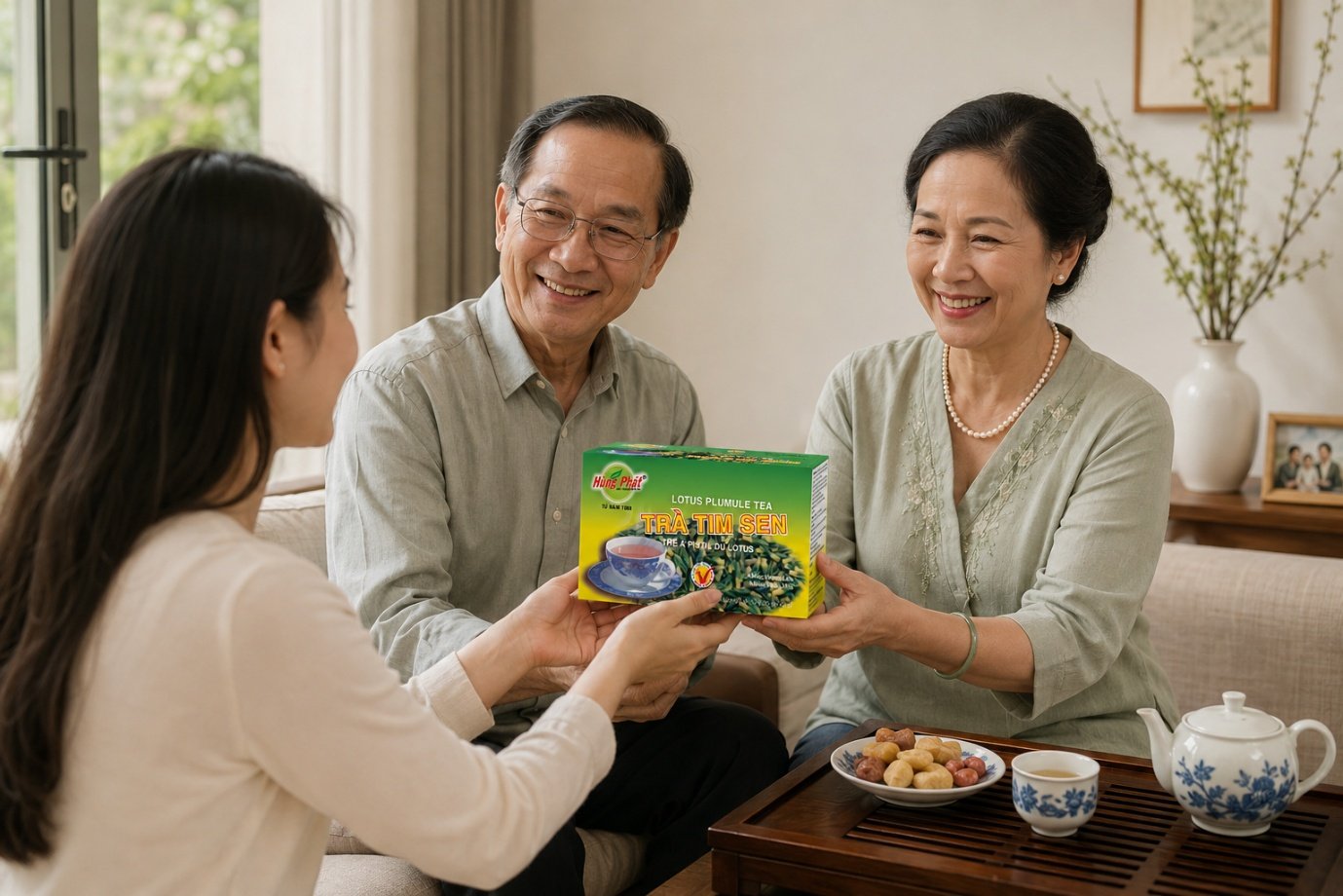Trà Tim Sen Hùng Phát - Theo dữ liệu sản phẩm, thành phần Trà Tim Sen Hùng Phát gồm tim sen, cam thảo, bạch