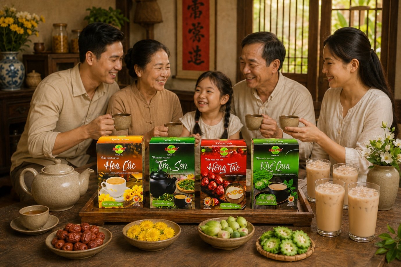 Thảo Mộc Hòa Tan Hùng Phát: Nhóm 4 Vị Dễ Pha Cho Mỗi Ngày - Làm món quà nhỏ, chỉn chu