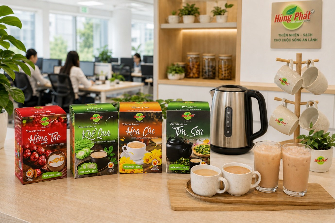 Thảo mộc hòa tan dùng trong pantry văn phòng Gợi ý chọn trong nhóm 4 vị Hùng Phát Nếu thích mùi hoa nhẹ,
