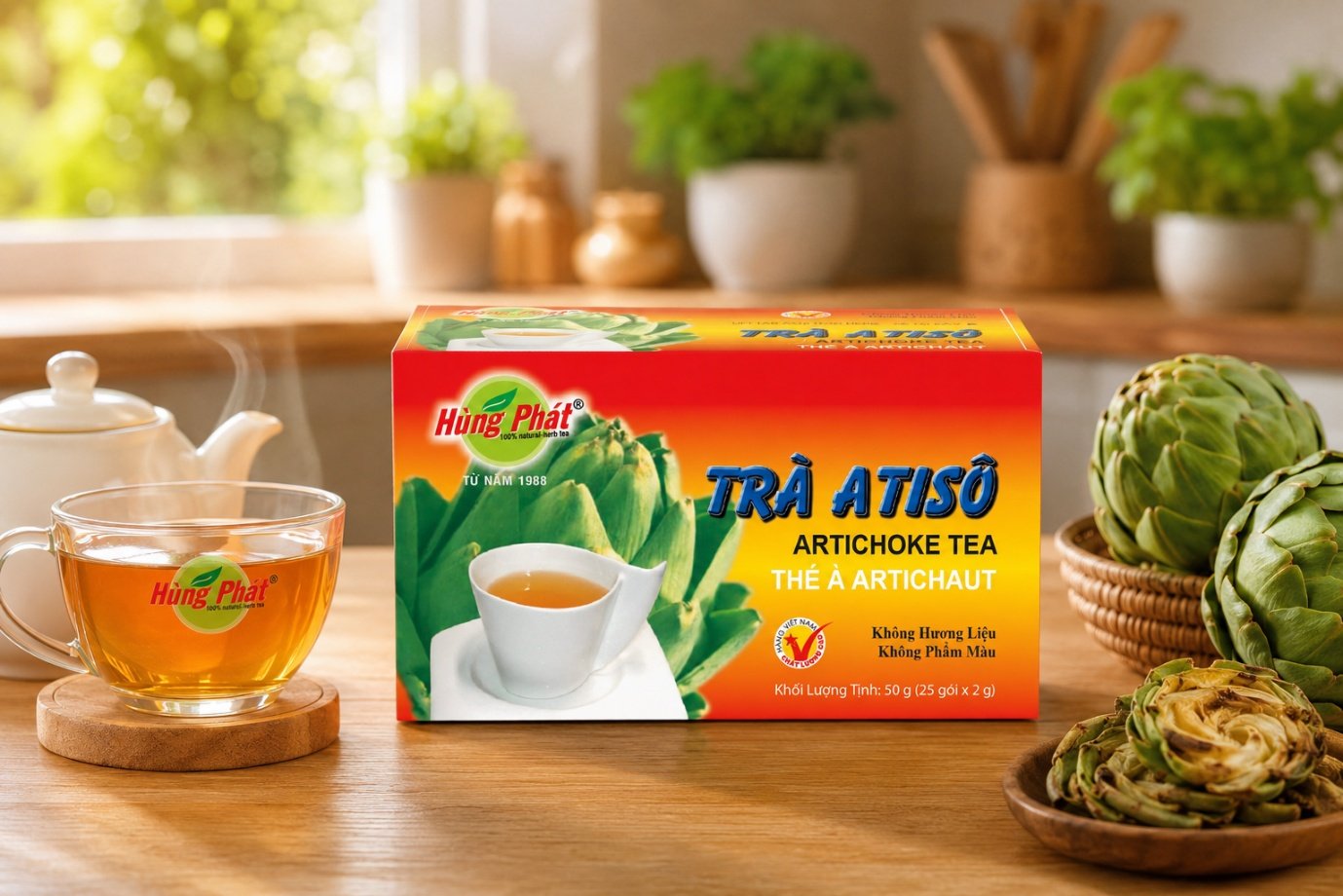 Trà Atisô Hùng Phát - Một hộp trà đặt ở góc bếp thường được mở ra vào những lúc rất đời thường: sau bữa cơm,