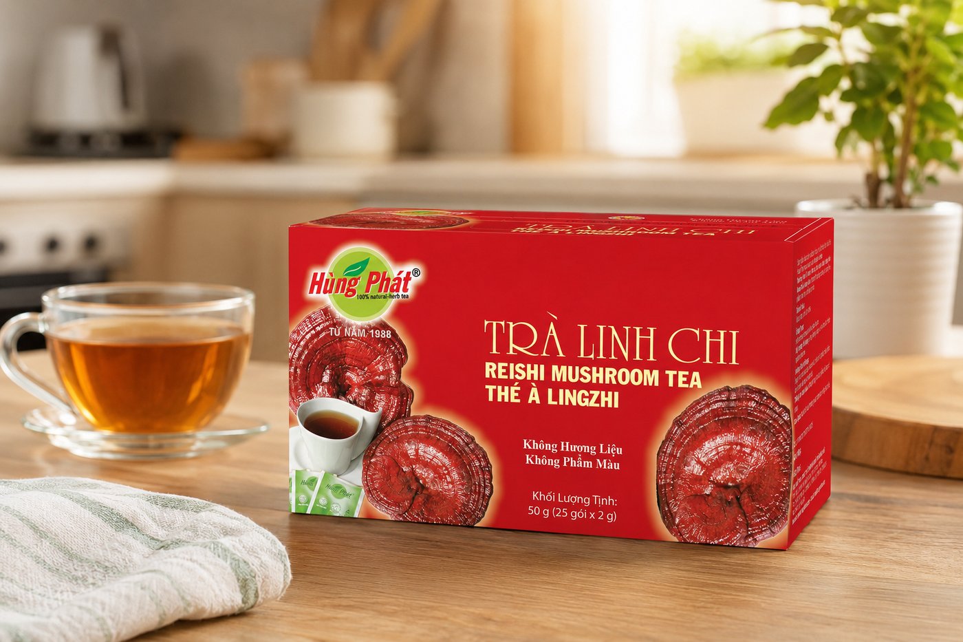 Tách Trà Linh Chi Trong Góc Bếp Gia Đình - hình ảnh 2