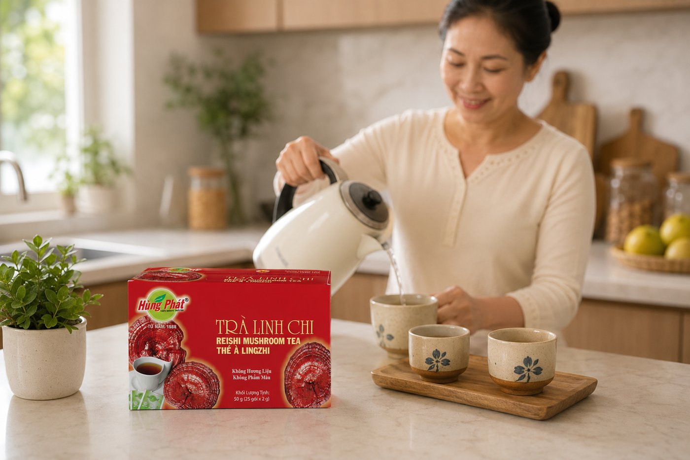 Tách Trà Linh Chi Trong Góc Bếp Gia Đình - hình ảnh 3