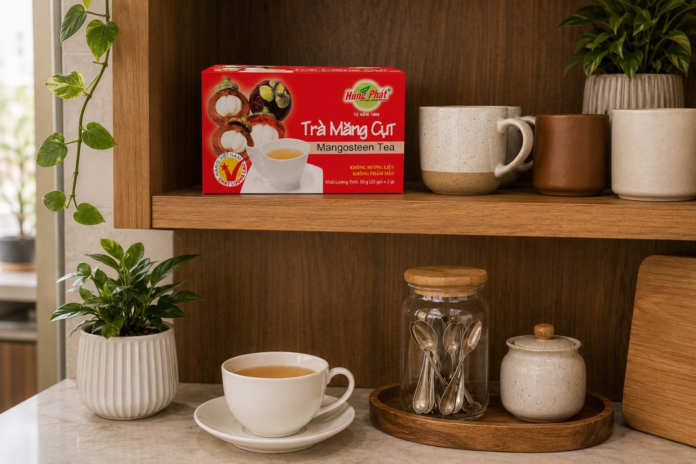 Trà Măng Cụt Hùng Phát Cho Bàn Trà Gia Đình: Gọn, Dễ Pha, Dễ Dùng - Cách chuẩn bị một ly trà nhanh tại nhà