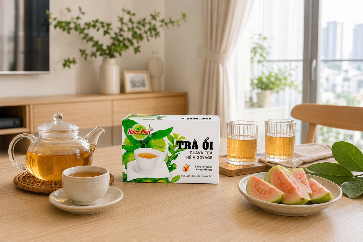 Trà Ổi Hùng Phát Có Gì Đặc Biệt Trong Nhóm Trà Thảo Mộc? - Ở góc bếp hoặc kệ pantry, một hộp trà dễ được chọn