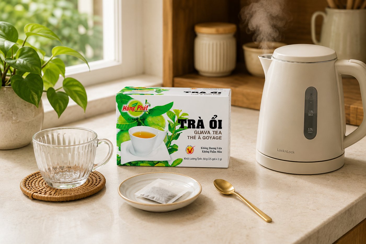 Trà Ổi Túi Lọc 2g Cho Nhà Và Văn Phòng - Sản phẩm thuộc danh mục Trà Thảo Mộc Truyền Thống, quy cách 50gr gồm