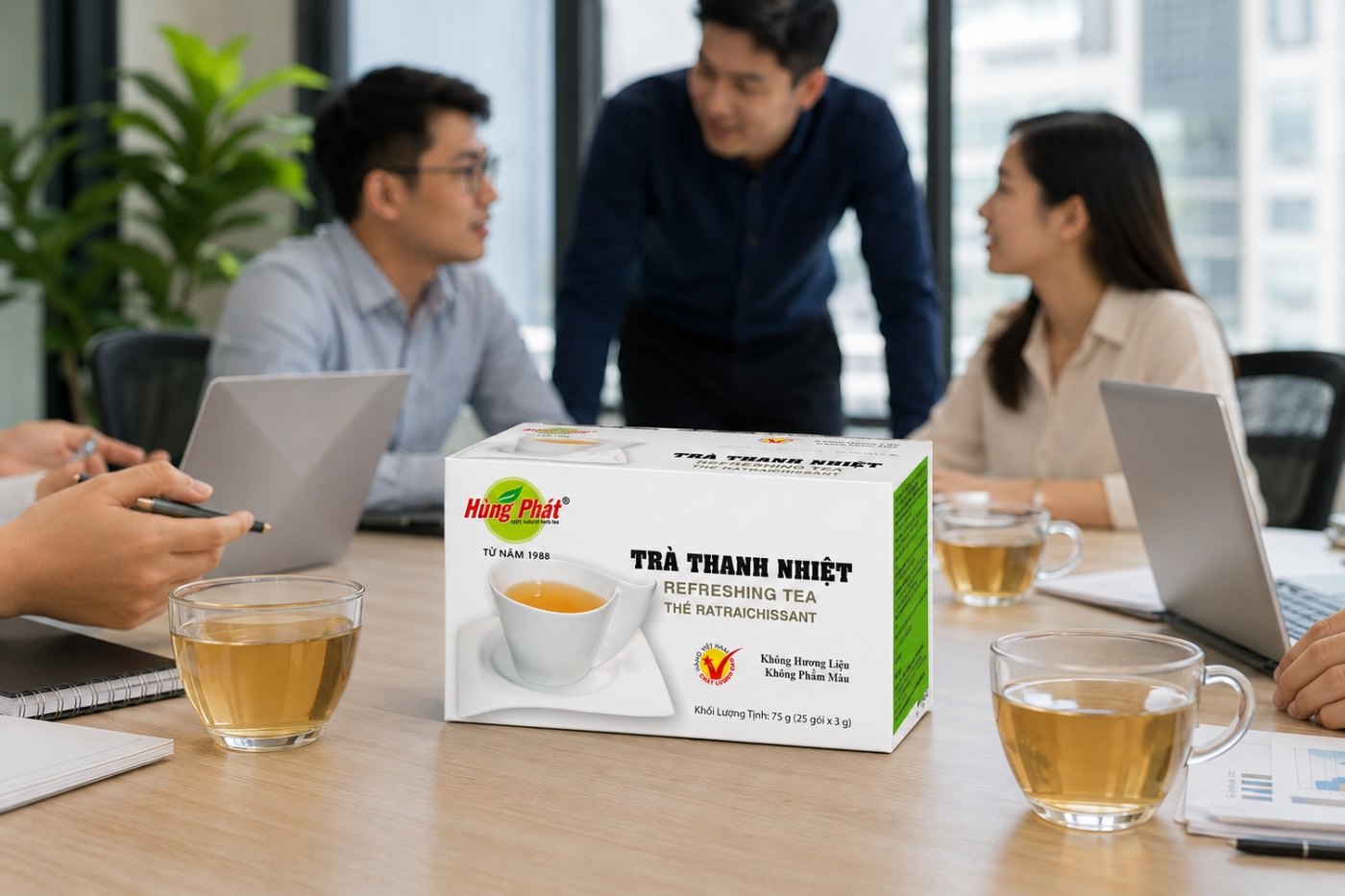Bảng thông tin hộp Trà Thanh Nhiệt – hộp 75gr, 25 túi lọc 3gr mỗi túi